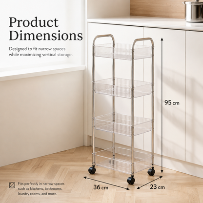 4-Tier Slim Storage Cart with Wheels